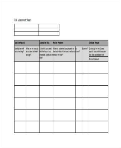 FREE Risk Assessment Form Samples In PDF Excel MS Word 2214 The Best