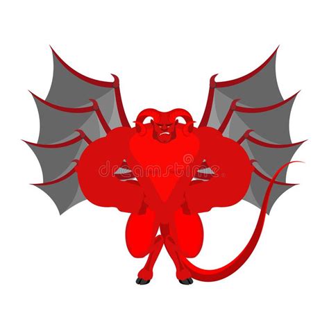 Demon Cat Red Cat With Devil Horns Pet Animal Satan Stock Vector