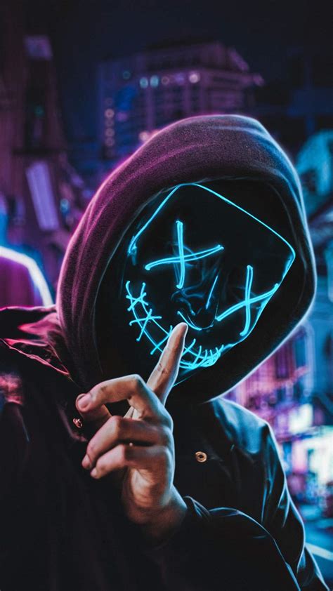 Neon Mask Hoodie Guy Iphone Wallpapers