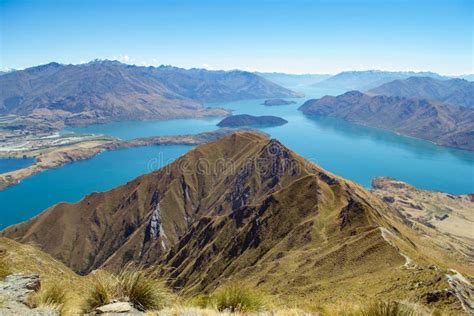 Stunning View Over Lake Wanaka Roys Peak In New Zealand Stock Image