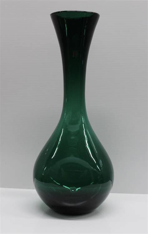 Blenko Glass Co Large Green Glass Vase By Blenko