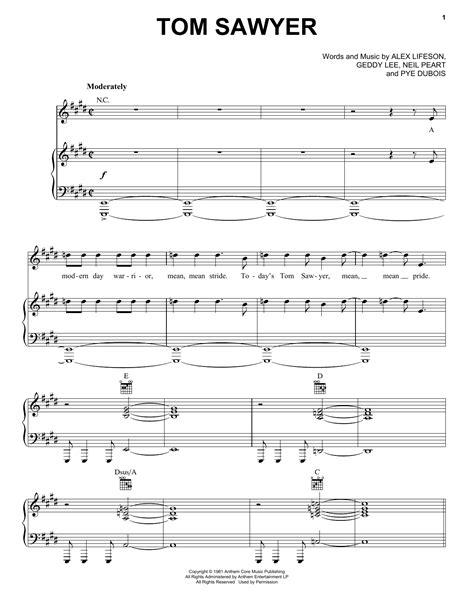 Music was specially arranged by movie orchestrator david. Tom Sawyer | Sheet Music Direct