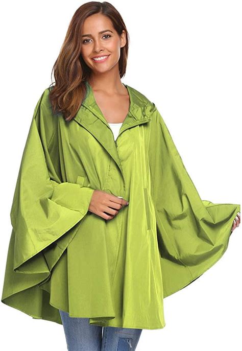 Soteer Womens Batwing Sleeved Lightweight Hooded Raincoat Waterproof