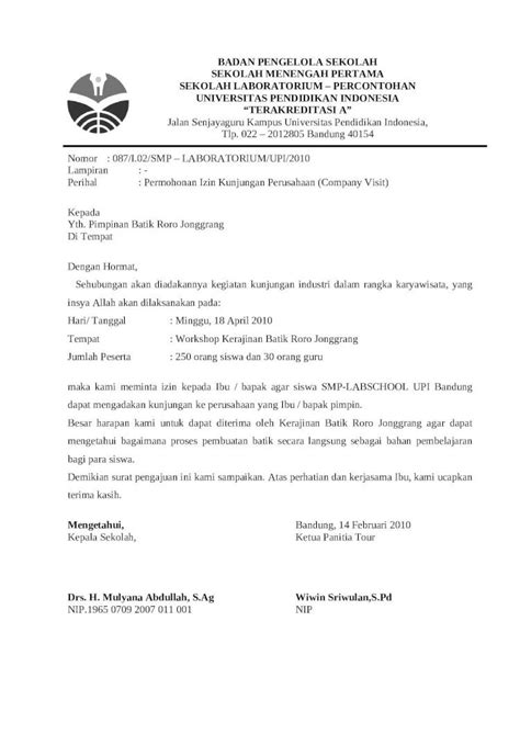 DOC Surat Permohonan Kunjungan DOKUMEN TIPS