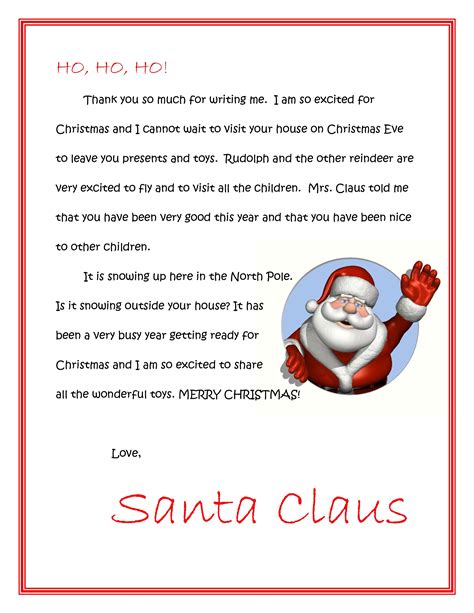 Santa Reply Letter Template Examples Letter Template Collection