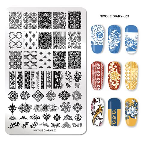 Nicole Diary Stamping Plates Nail Art Rectangle Stainless Steel