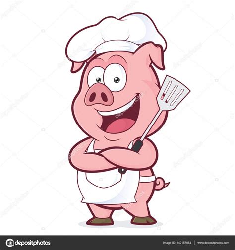 Chef master cartoon character made in a huge amount of poses. Pig chef holding a spatula — Stock Vector © sundatoon ...