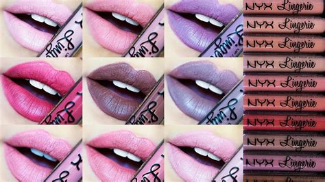 NYX LIP LINGERIE SWATCHES AND REVIEW ALL SHADES YouTube