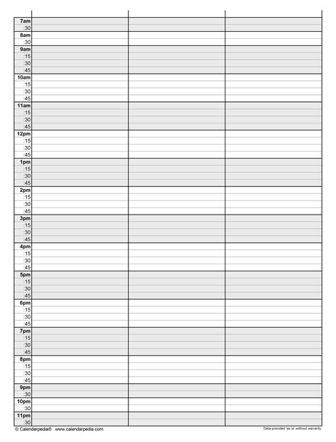 Free Printable Daily Appointment Schedule Template Monitoring