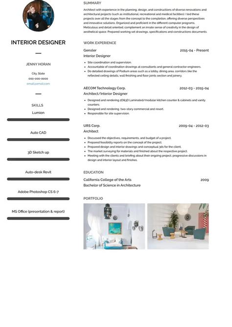 Best Interior Designer Resume Sample And Template For 2020 In 2020