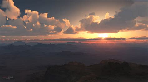 Artstation Sunset In The Desert Blender 3d Vue