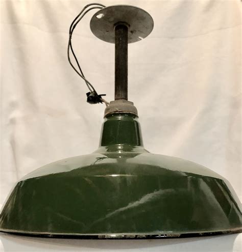 Vintage Green Porcelain Enamel Industrial Ceiling Light Fixture Pendant Light