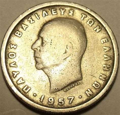Rare Key Date Greece 1957 2 Drachmai~we Have World Coins~paul 1st~free
