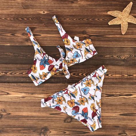 2018 Sexy Bikini Women Print Floral Swimsuit Push Up Swimwear Lovely Bikini Set Two Piece Suits
