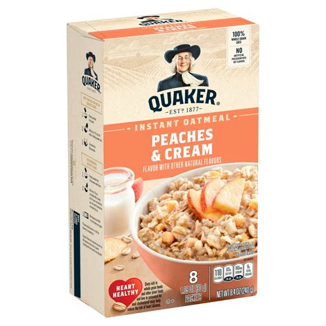 Quaker Instant Oatmeal Peaches And Cream 84 Oz 8 Count