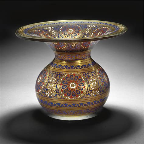 351 A Rare French Enamelled Glass Spittoon Or Basin In The Mamluk Style Philippe Joseph