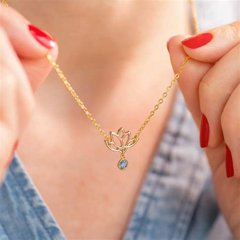 Dainty Lotus Necklace With Birthstone Detail By Joy By Corrine Smith ...