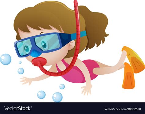 Little Girl Diving Under The Water Royalty Free Vector Image