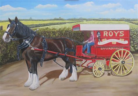 Shire Horse And Cart Painting By Mo Lee Fine Art America