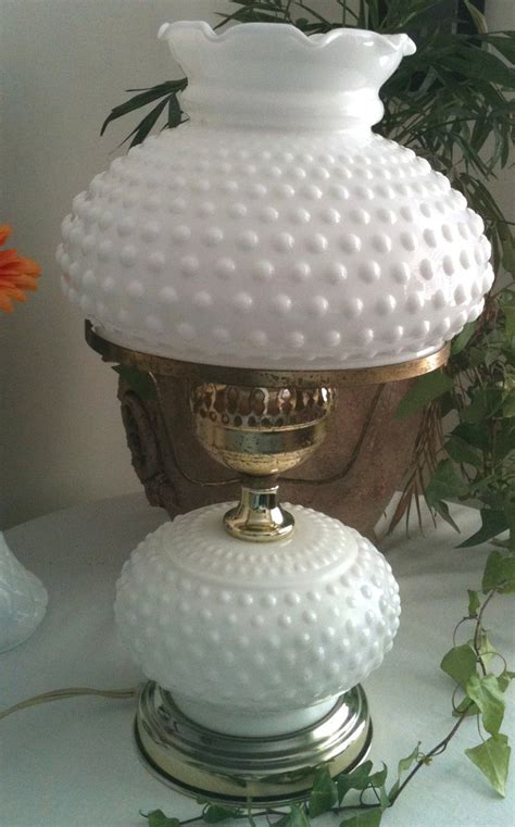 Vintage Milk Glass Lamp S Fenton Hobnail Table Lamp Light Etsy
