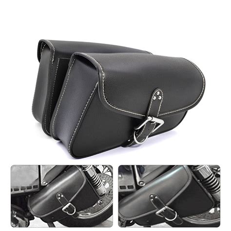 Pair Universal Pu Leather Motorcycle Saddle Swingarm Bags Cruiser Side Storage Tool Pouches For