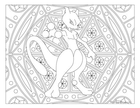 Adult Pokemon Coloring Page Mewtwo ·