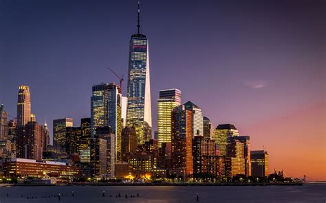 배경 화면 고층 빌딩 황혼 맨하탄 뉴욕 미국 3840x2160 Uhd 4k 그림 이미지