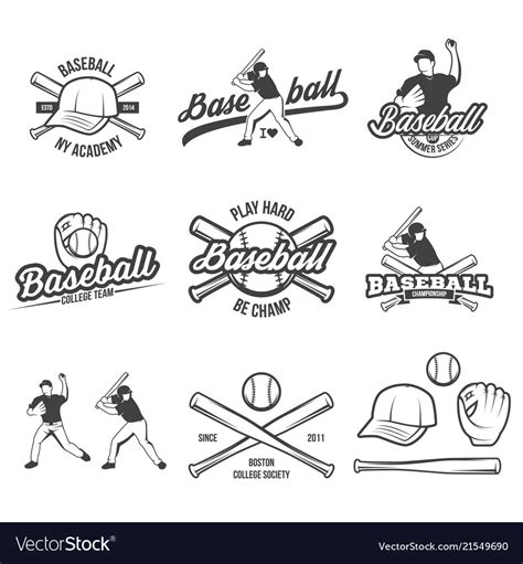 Collection Of Baseball Logo And Insignias Vector Image
