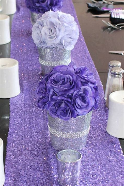 Small Bling Kissing Ball Pomander Centerpiece In Glitter Vase Purple