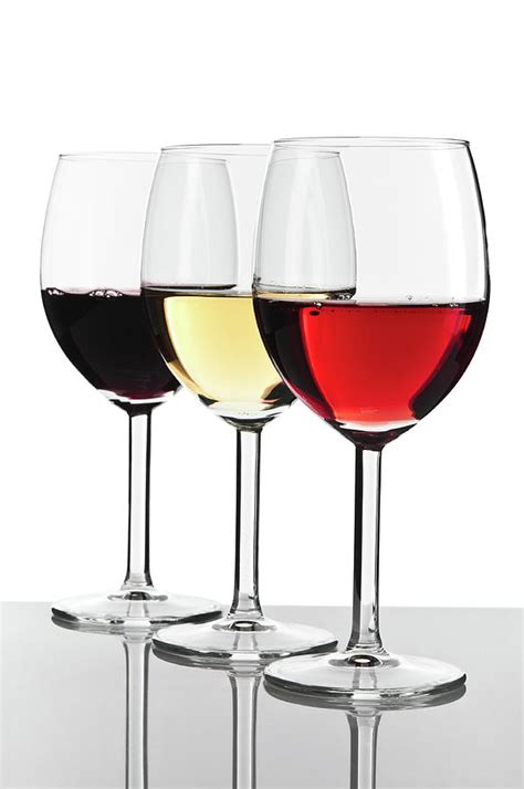Three Wine Glasses White Red And Rose By Domin Domin