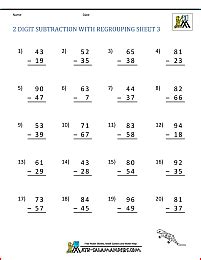 Double digit subtraction regrouping worksheet author: 2 Digit Subtraction Worksheets