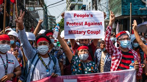 Myanmar Coup Protests Thousands Peacefully Take To The Streets To Rally Against Militarys
