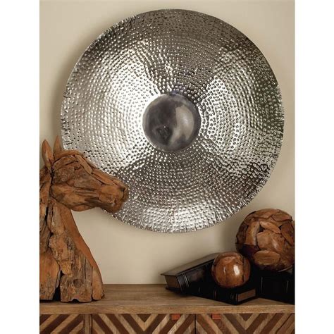 37 In Contemporary Hammered Stainless Steel Disc Wall Decor Metallics
