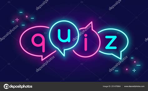 Quiz Speech Bubbles Banner For Social Networks In Neon Light Style On