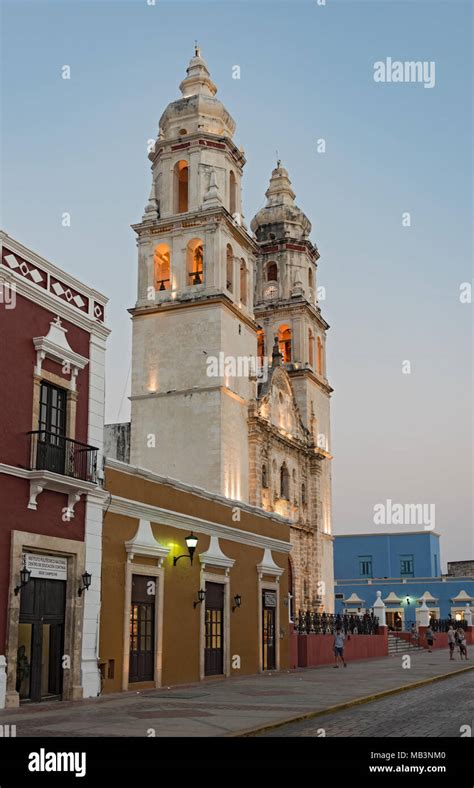 The Cathedral San Francisco De Campeche Yucatan Mexico Stock Photo