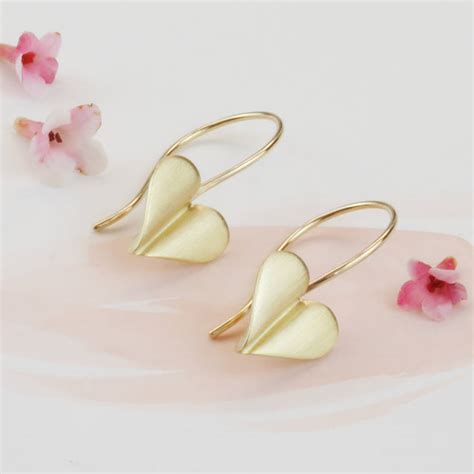 love grows 9ct gold heart drop earrings by louise mary