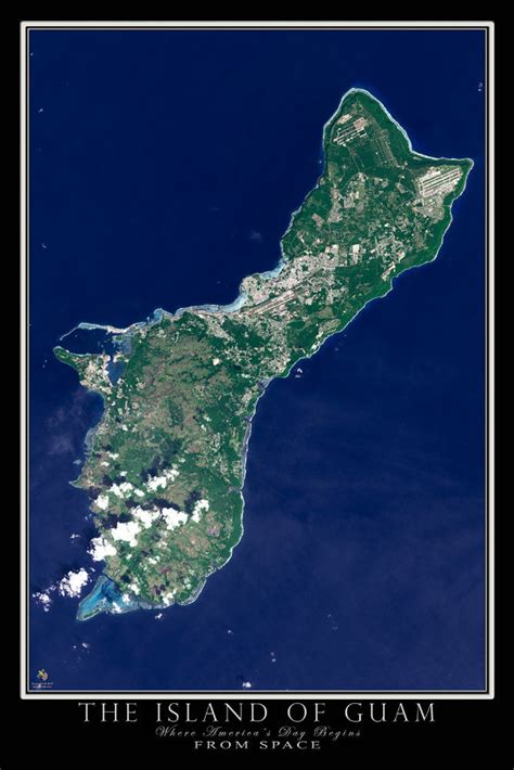 The Island Of Guam Satellite Poster Map