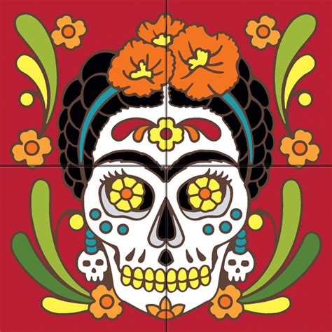12x12 Mural Day Of The Dead Frida Kahlo Decorative Art Tile