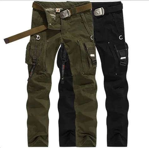 See Orange Cotton Tactical Pants Male Casual Plus Size Cotton Trousers Multi Pocket Military