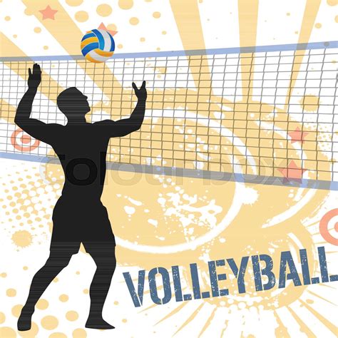 Volleyball Poster Banner Advertising On Abstract Grunge Background
