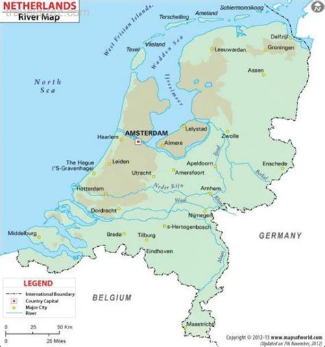 Netherlands River Map Holland River Map Western Europe Europe