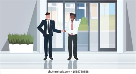 Businessmen Handshake Agreement Concept Mix Race Stock Vektorgrafik Lizenzfrei