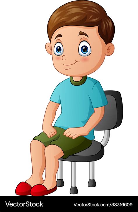 Adorable Little Boy Sitting On Big Chair Stock Image Colourbox