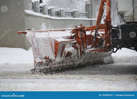 Snowplow Removing Snow From Streets Stock Image Image Of Loader