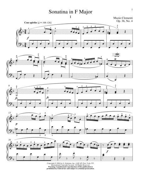 Sonatina In F Major Op 36 No 4 By Muzio Clementi 1752 1832