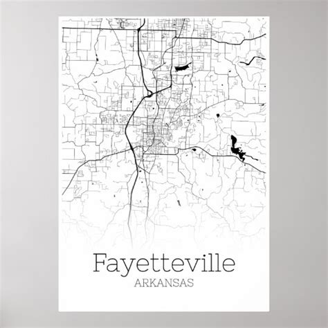 Fayetteville Map Arkansas City Map Poster