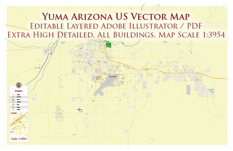 Yuma Arizona Us Pdf Vector Map City Plan High Detailed Street Map
