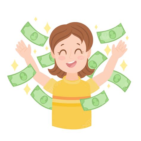 Happy Woman Money Vector Png Images Happy Woman Under A Money Rain