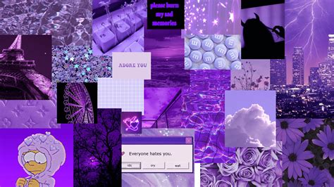 Collage High Quality Purple Aesthetic Laptop Wallpaper Desconchadamente