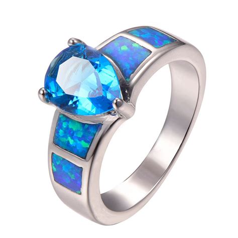 Blue Crystal Zircon With Blue Fire Opal 925 Sterling Silver Ring Size 6